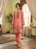 Cotton Embroidered 2-Piece Set Coral Pink Large