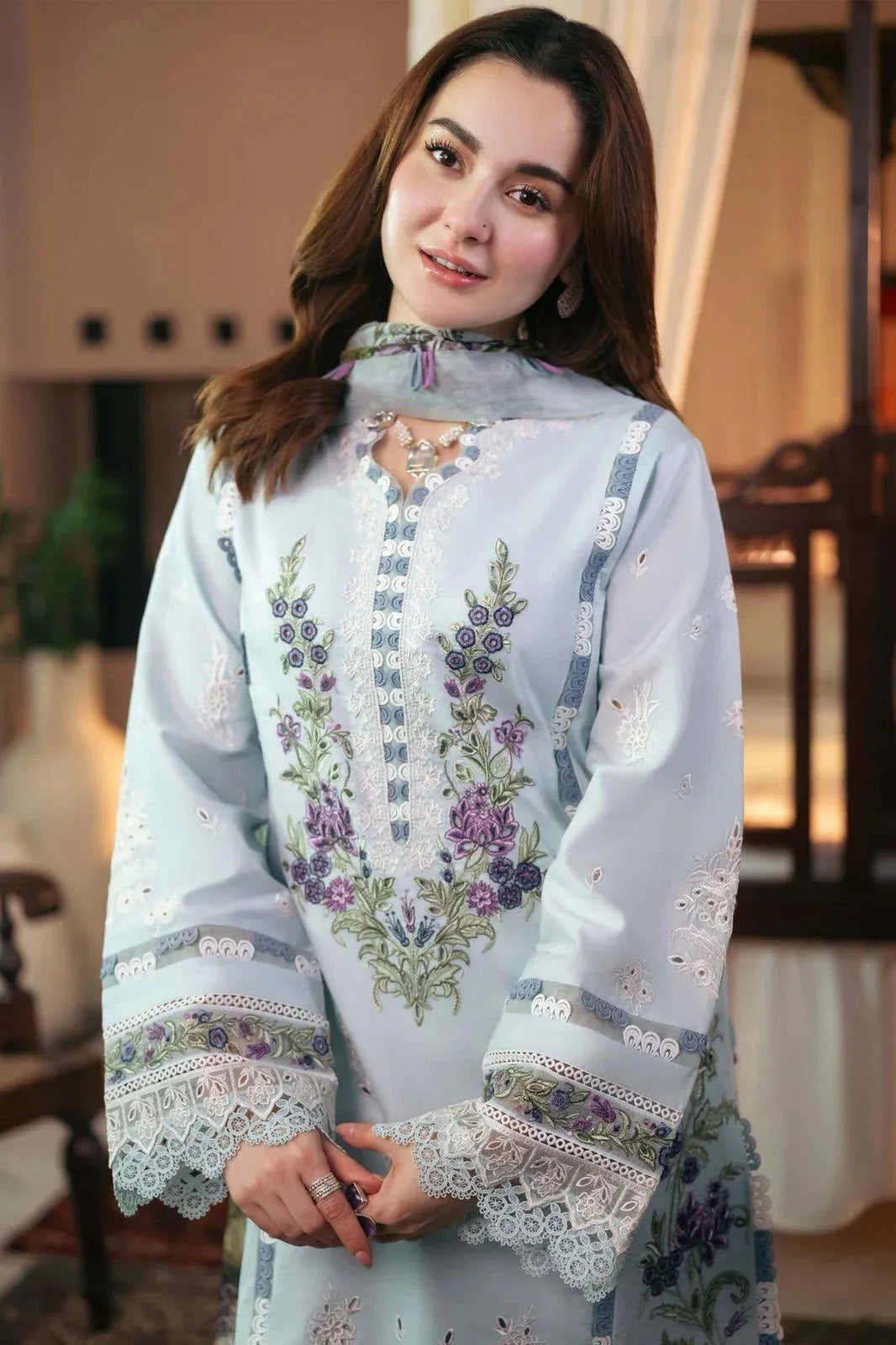 3-Piece Chikankari Lawn Suit for Women Eid Party Wear
