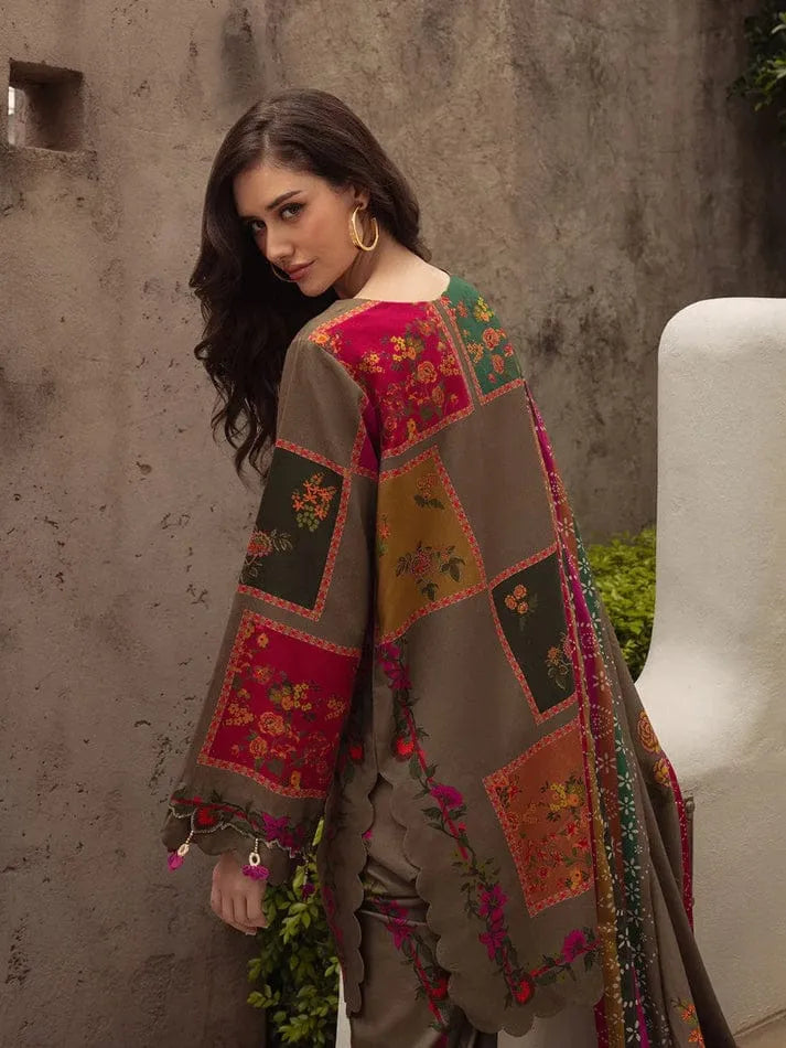 Stylish Printed Lawn Suit - 3 Pcs Set with V-Neck Design