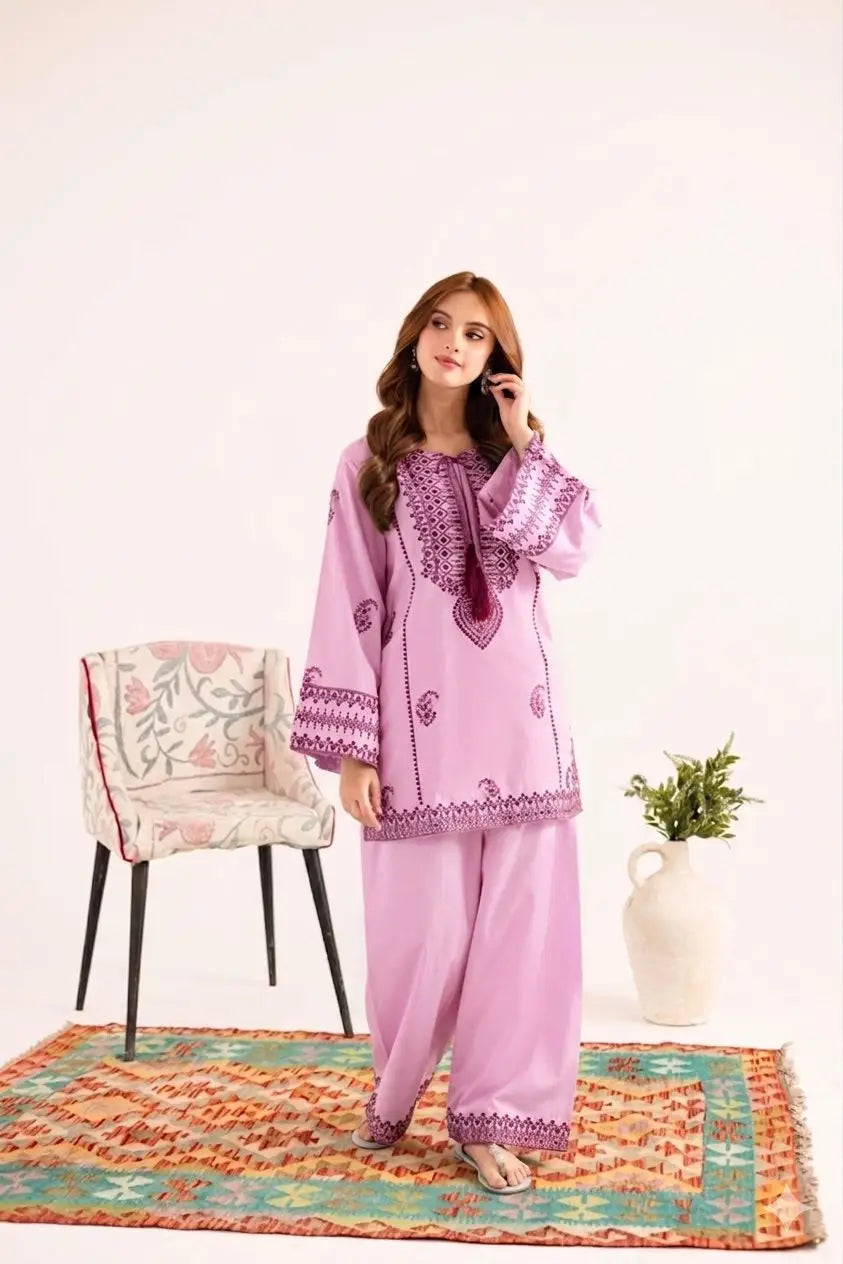 2 Pcs Women's Unstitched Embroidered Suit
