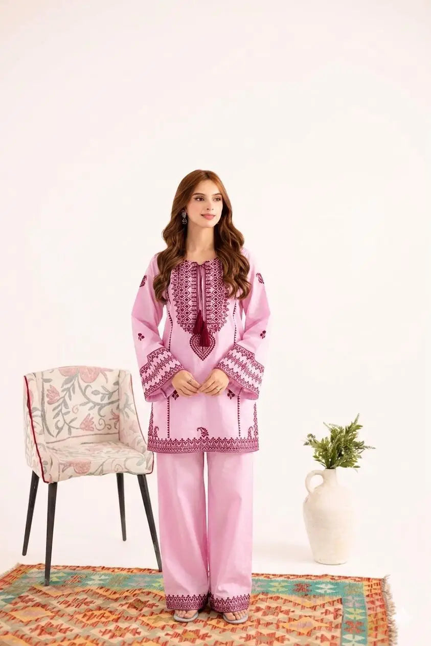 2 Pcs Women's Unstitched Embroidered Suit