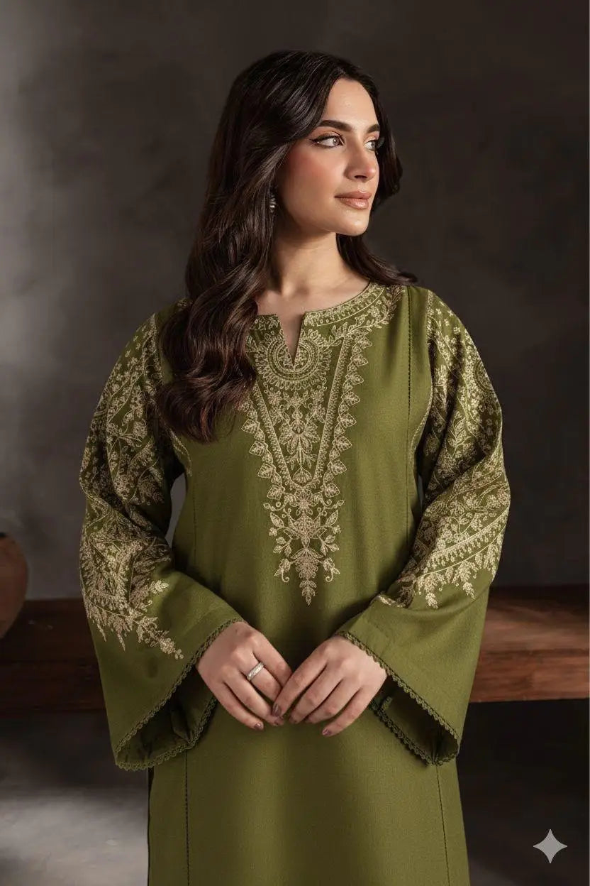 2 Pcs Women's Unstitched Embroidered Suit