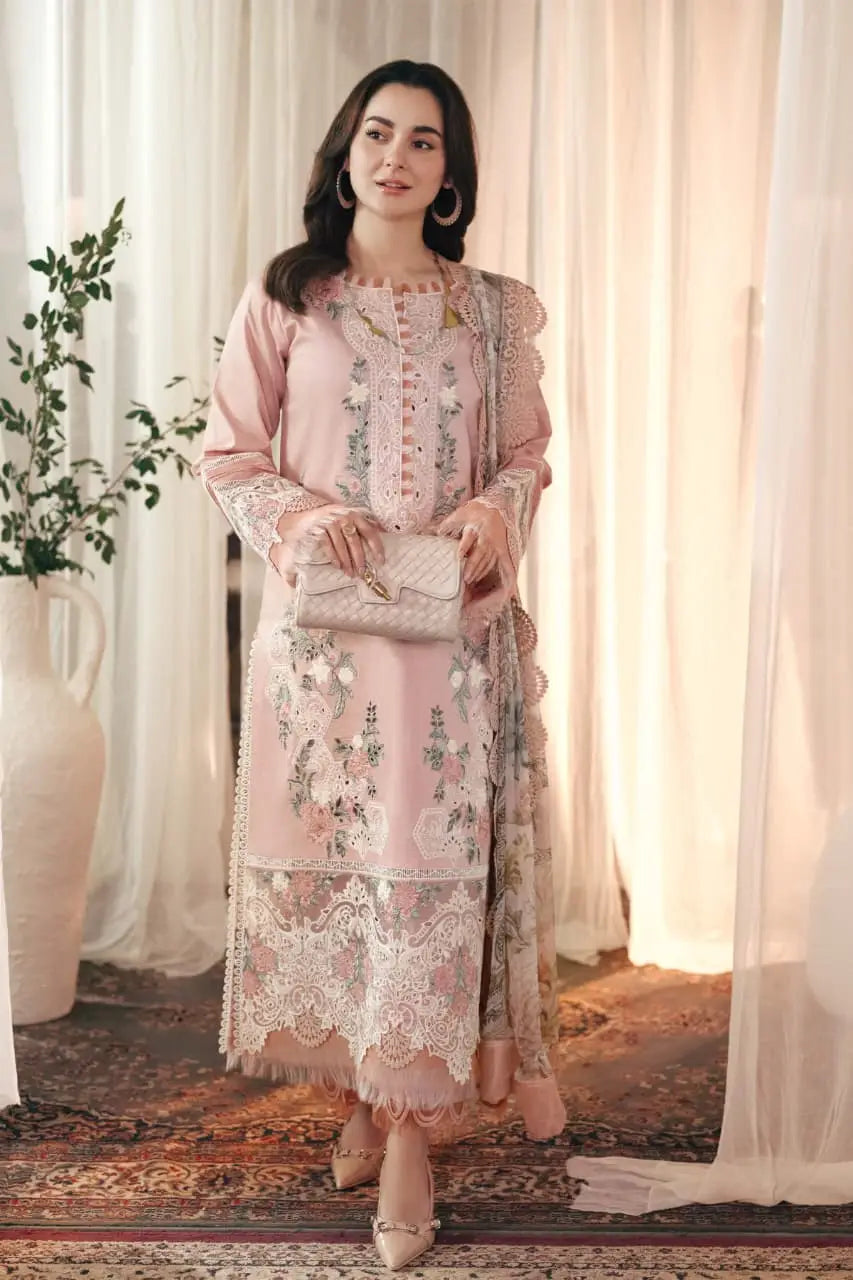 3 Pcs Women's Unstitched Chikankari Embroidered Suit