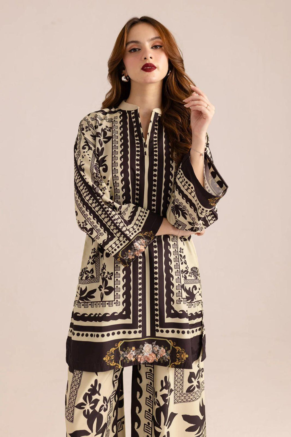 Stylish Women's Stitched Printed Shirt And Trouser Set - 2 Pcs