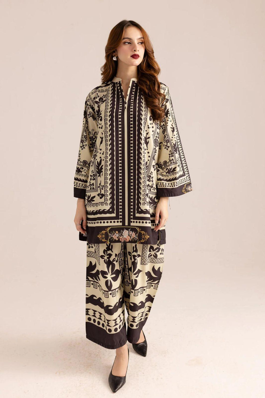 Stylish Women's Stitched Printed Shirt And Trouser Set - 2 Pcs