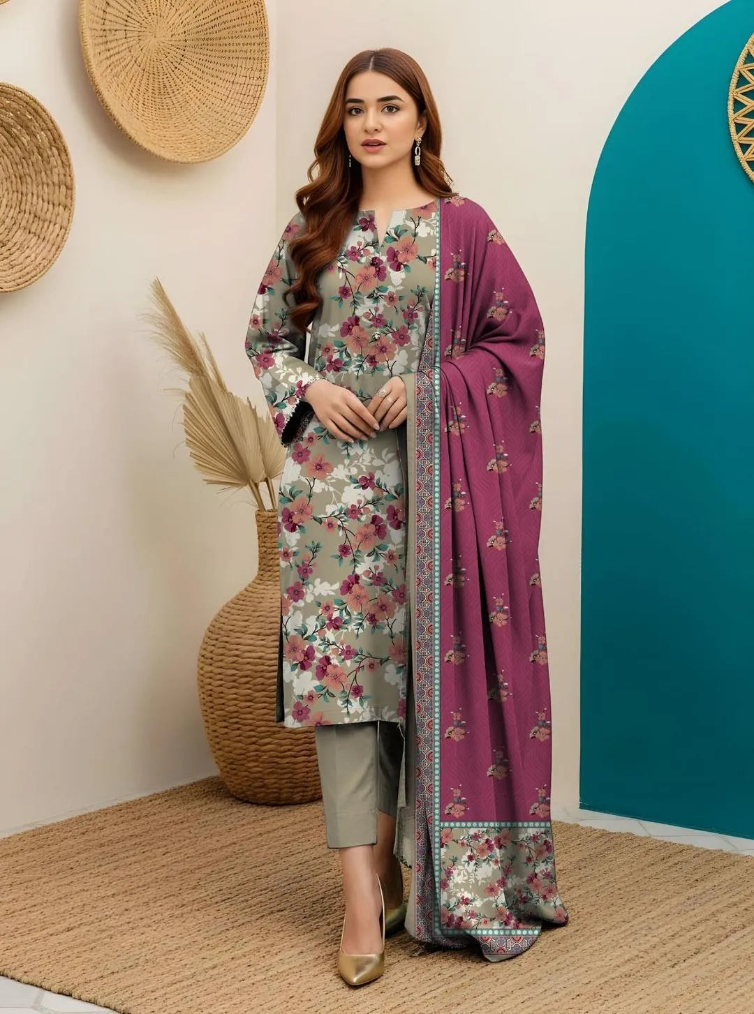 Unstitched Floral Printed Suit for Women Pakistan