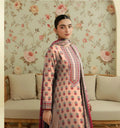 Peach Printed Lawn 3Pcs Shirt Dupatta Trouser Set