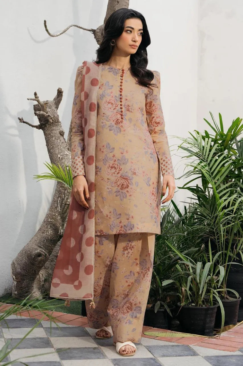 3 Pcs Women's Unstitched Digital Print Suit