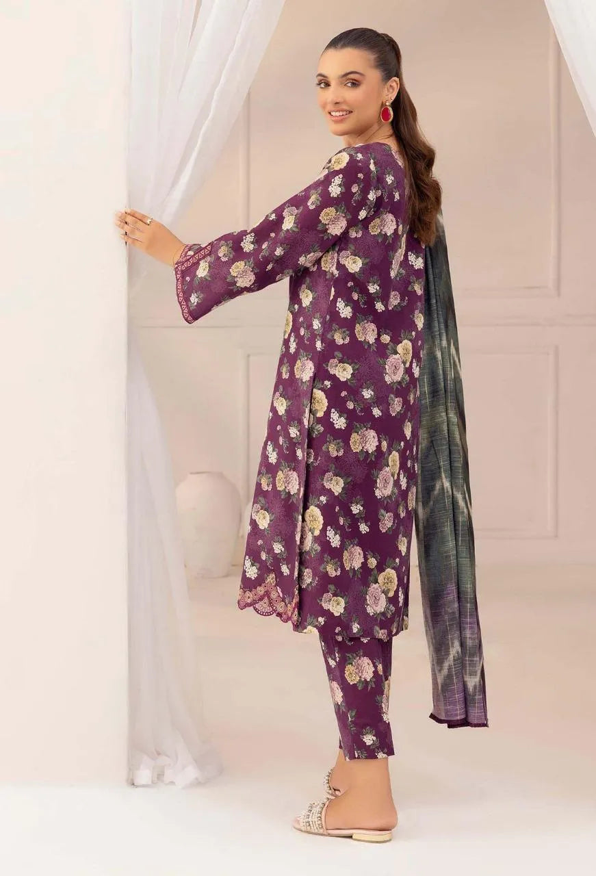 Purple Digital Print Lawn 3Pcs Set