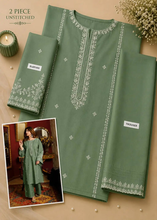 2 Pcs Women's Unstitched Embroidered Suit