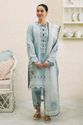 Light Blue Embroidered Kurta Pajama Set for Women