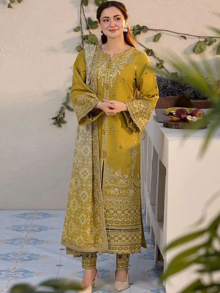 3 Pcs Women's Unstitched Embroidered Suit