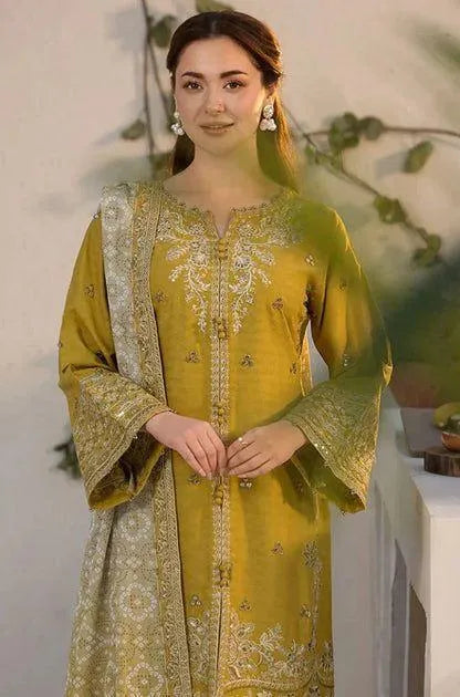 3 Pcs Women's Unstitched Embroidered Suit