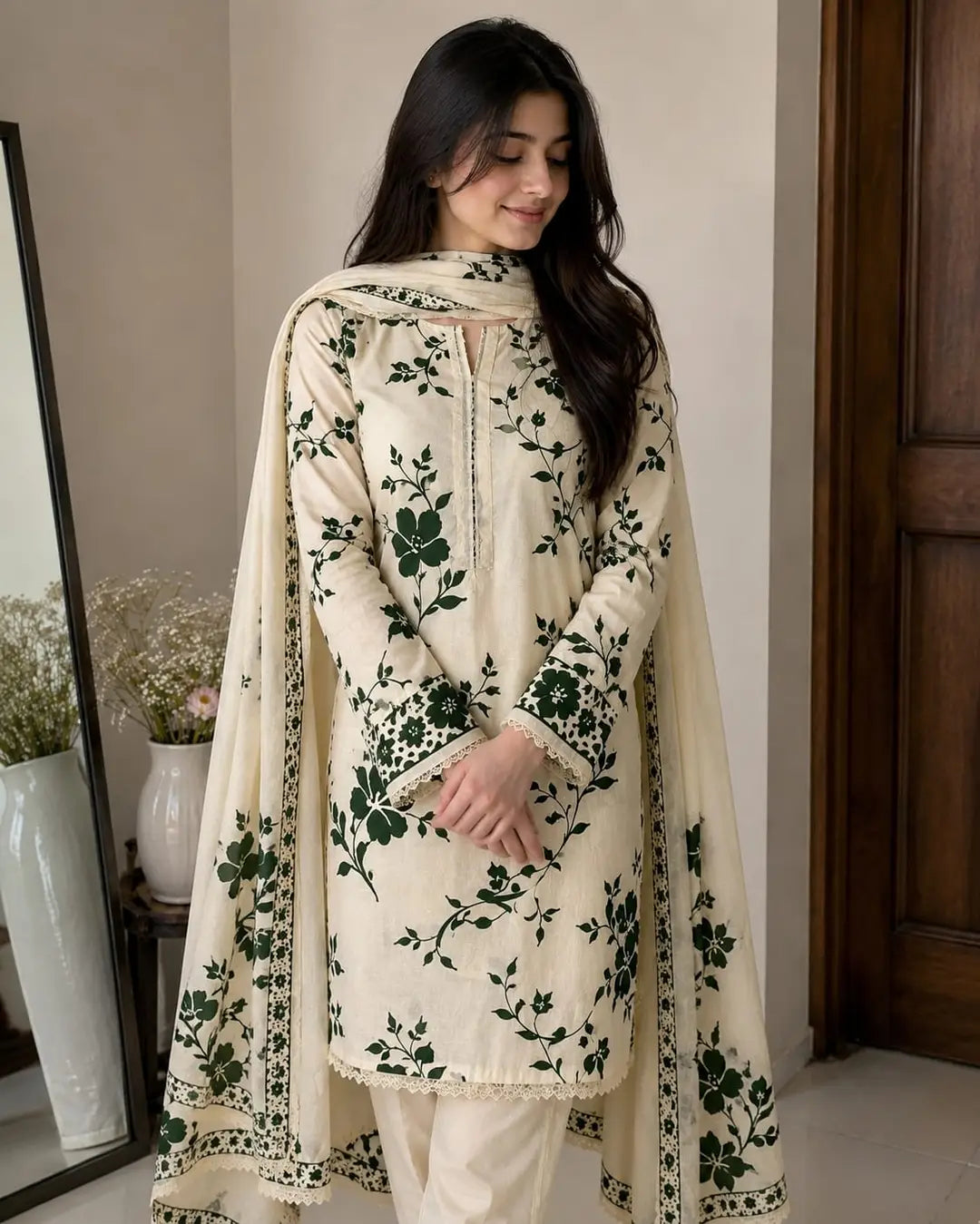 3 Pcs Women's Unstitched Printed Suit